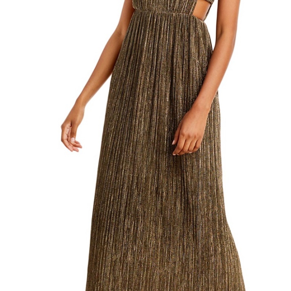 BCBG PLEATED METALLIC EVENING GOWN SIZE XS - Picture 5 of 8
